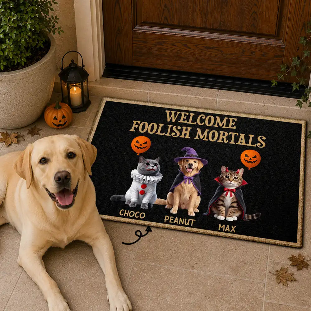 Custom Photo 3D Halloween Themed Pet Spooky Haunted Home - Personalized Doormat