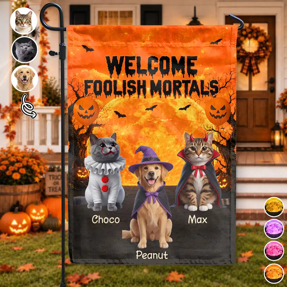 Custom Photo 3D Halloween Themed Pet Spooky Haunted Home - Personalized Flag