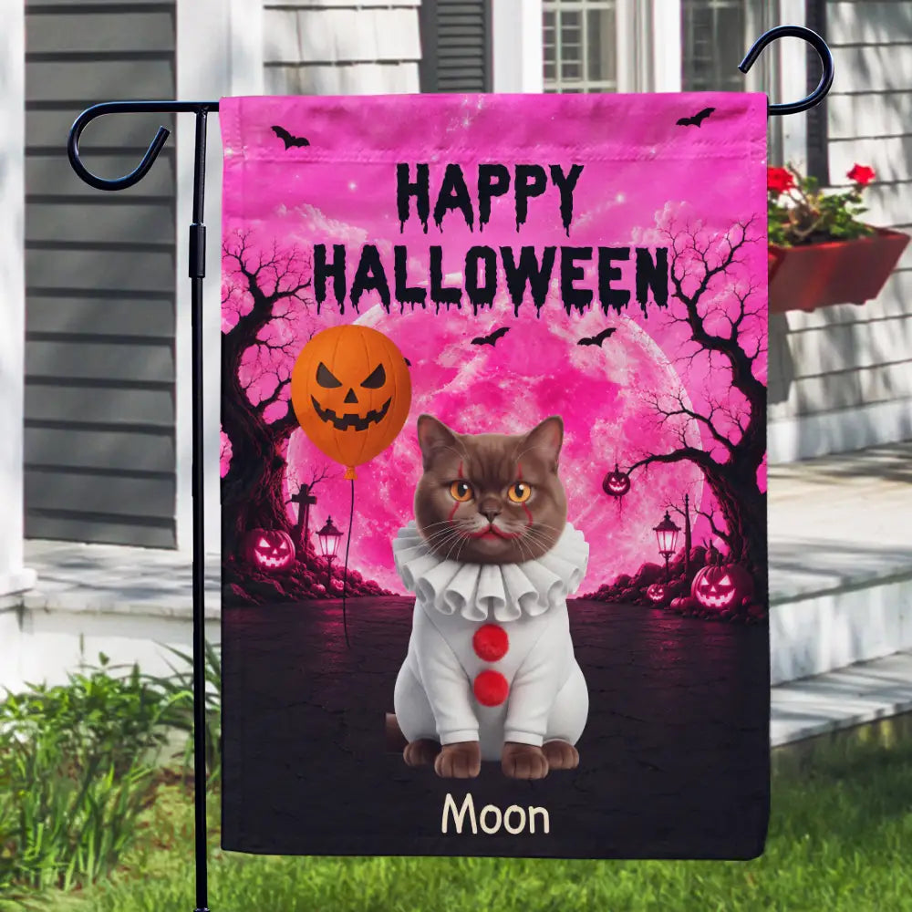 Pet Mom,Art Design,Playful,Halloween,Gift For Mother,Pet Lovers,Photo - Halloween Theme Accessories 3D Cartoon - Custom Photo 3D Halloween Themed Pet Spooky Haunted Home - Personalized Flag