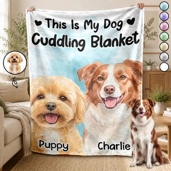 Art Design,Dog Mom,Playful,Christmas,Gift For Mother,Pet Lovers,Photo - Watercolor - Remove BG - Custom Photo Realistic Watercolor Art Our Cuddling Blanket Pet Mom - Personalized Fleece Blanket, Sherpa Blanket