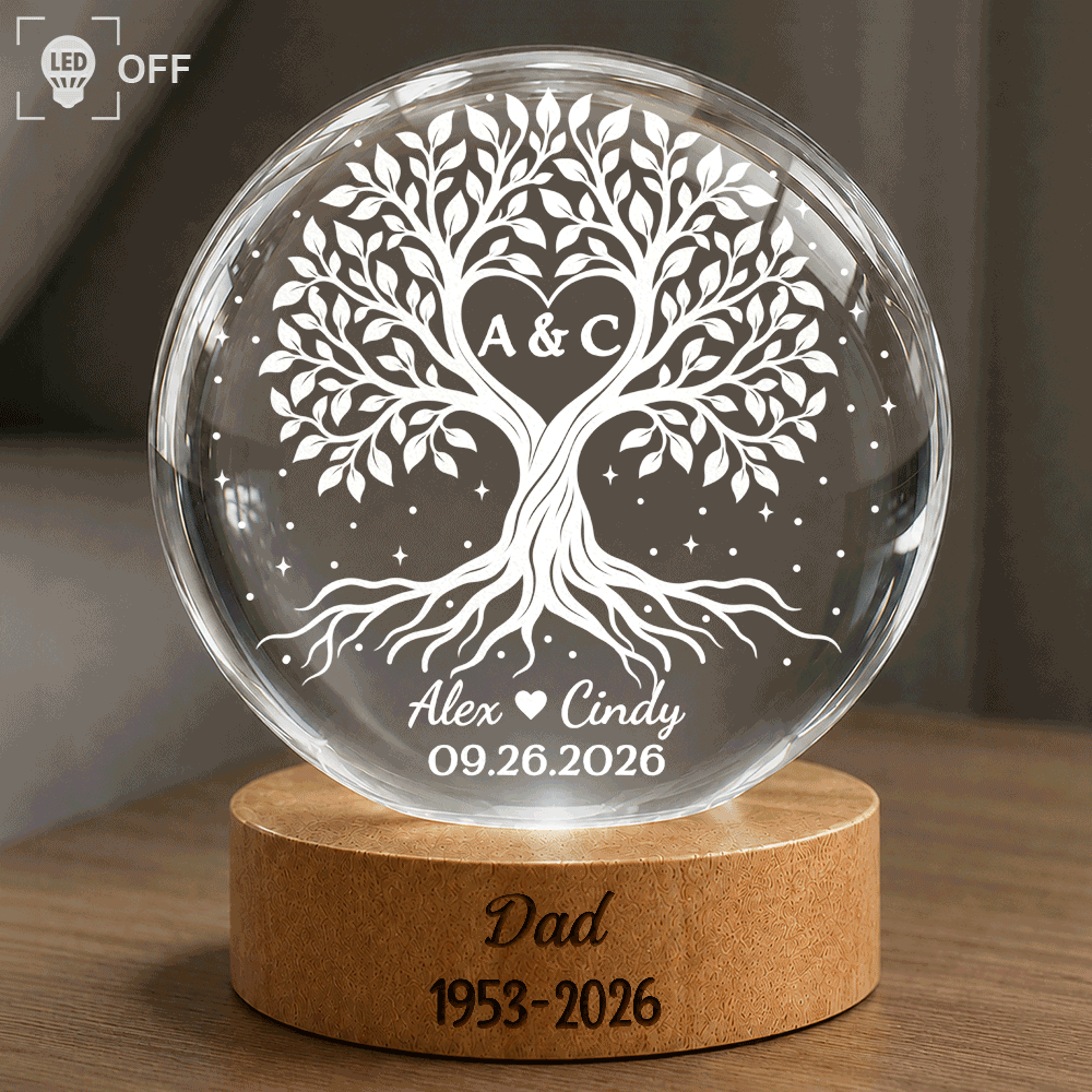 Anniversary,Christmas,Romantic,Gift For Couples,Icon - One Life One Love Couple Anniversary Tree Of Love - Personalized Crystal Globe Lamp