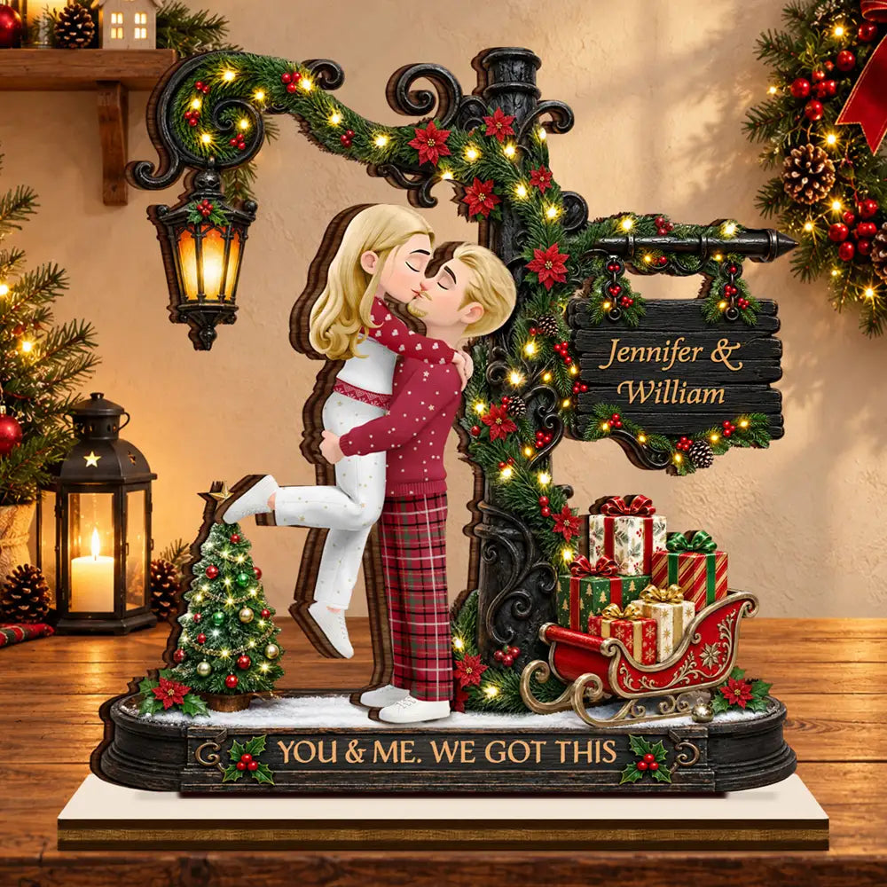God Gave Me You Couple Anniversary Christmas Gift - Personalized Custom Shaped Wooden Plaque