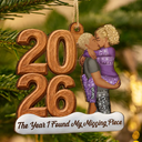 Anniversary,Christmas,Romantic,Gift For Couples,Vector - Couple Anniversary The Year I Found Missing Piece - Personalized Custom Shaped Wooden Ornament