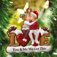 Christmas,Romantic,Gift For Couples,Vector - Couple Anniversary Gift You & Me We Got This - Personalized Custom Shaped Wooden Ornament