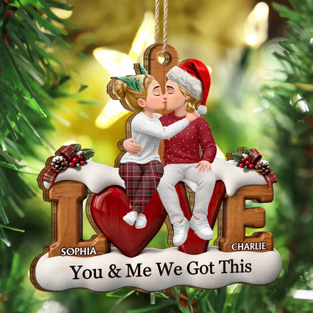 Couple Anniversary Gift You & Me We Got This - Personalized Custom Shaped Wooden Ornament