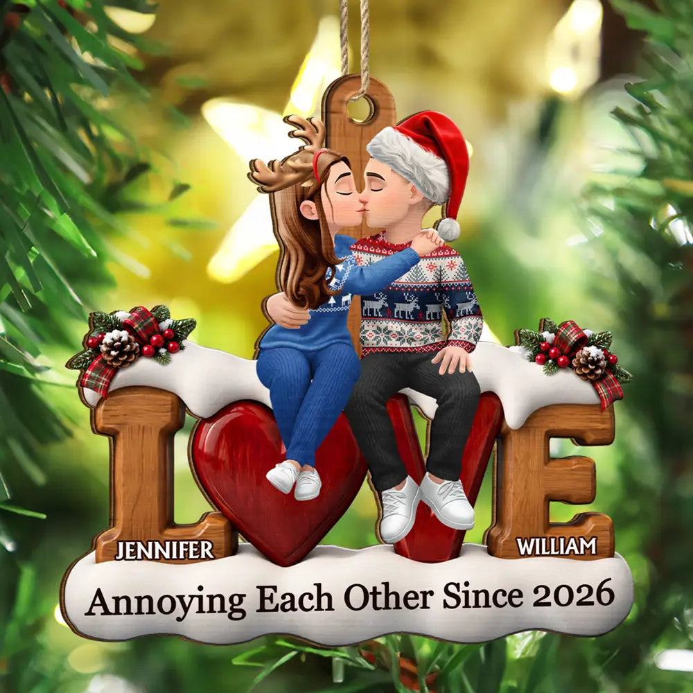 Christmas,Romantic,Gift For Couples,Vector - Couple Anniversary Gift You & Me We Got This - Personalized Custom Shaped Wooden Ornament