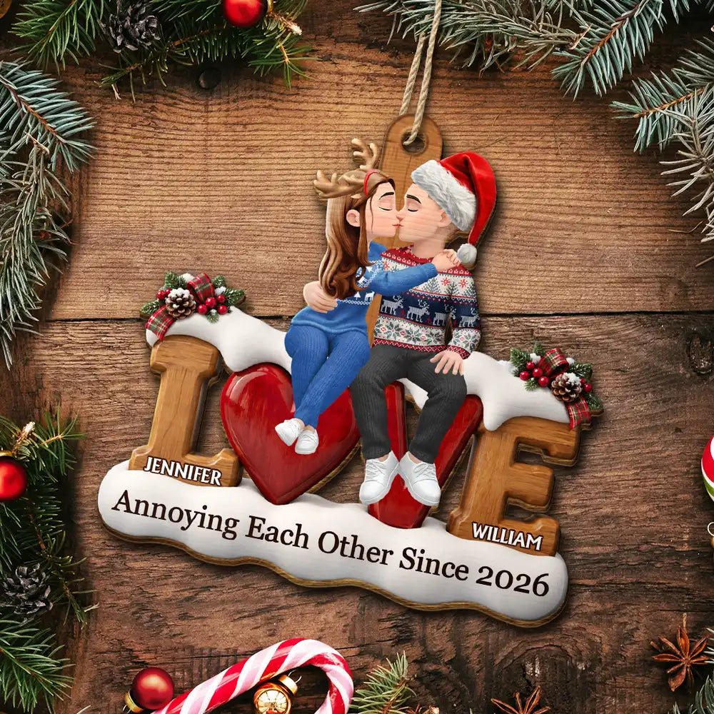 Christmas,Romantic,Gift For Couples,Vector - Couple Anniversary Gift You & Me We Got This - Personalized Custom Shaped Wooden Ornament