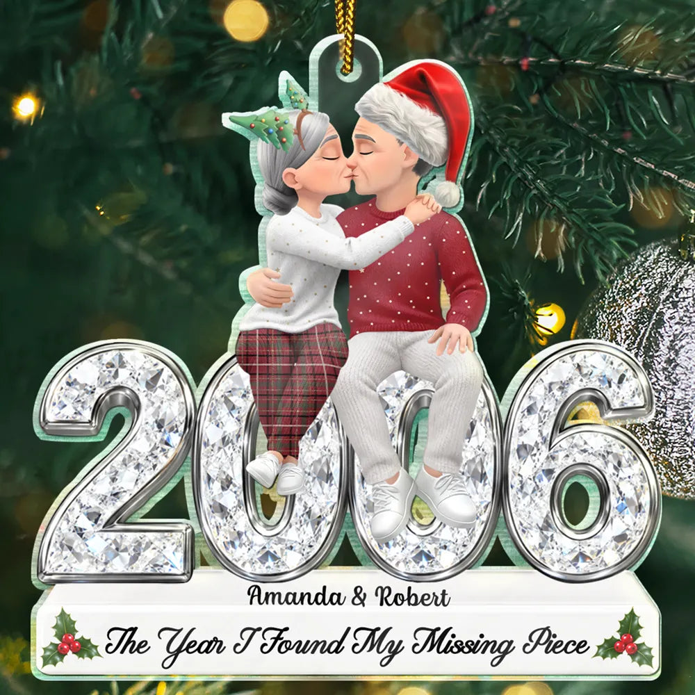 Anniversary,Christmas,Romantic,Gift For Couples,Vector - The Year I Found My Missing Piece Romantic Couple Anniversary - Personalized Custom Shaped Acrylic Ornament