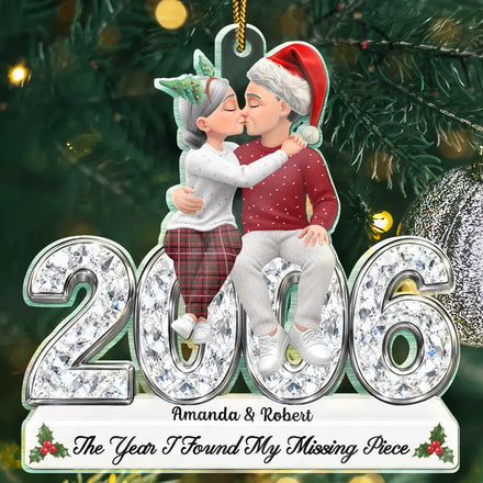 The Year I Found My Missing Piece Romantic Couple Anniversary - Personalized Custom Shaped Acrylic Ornament