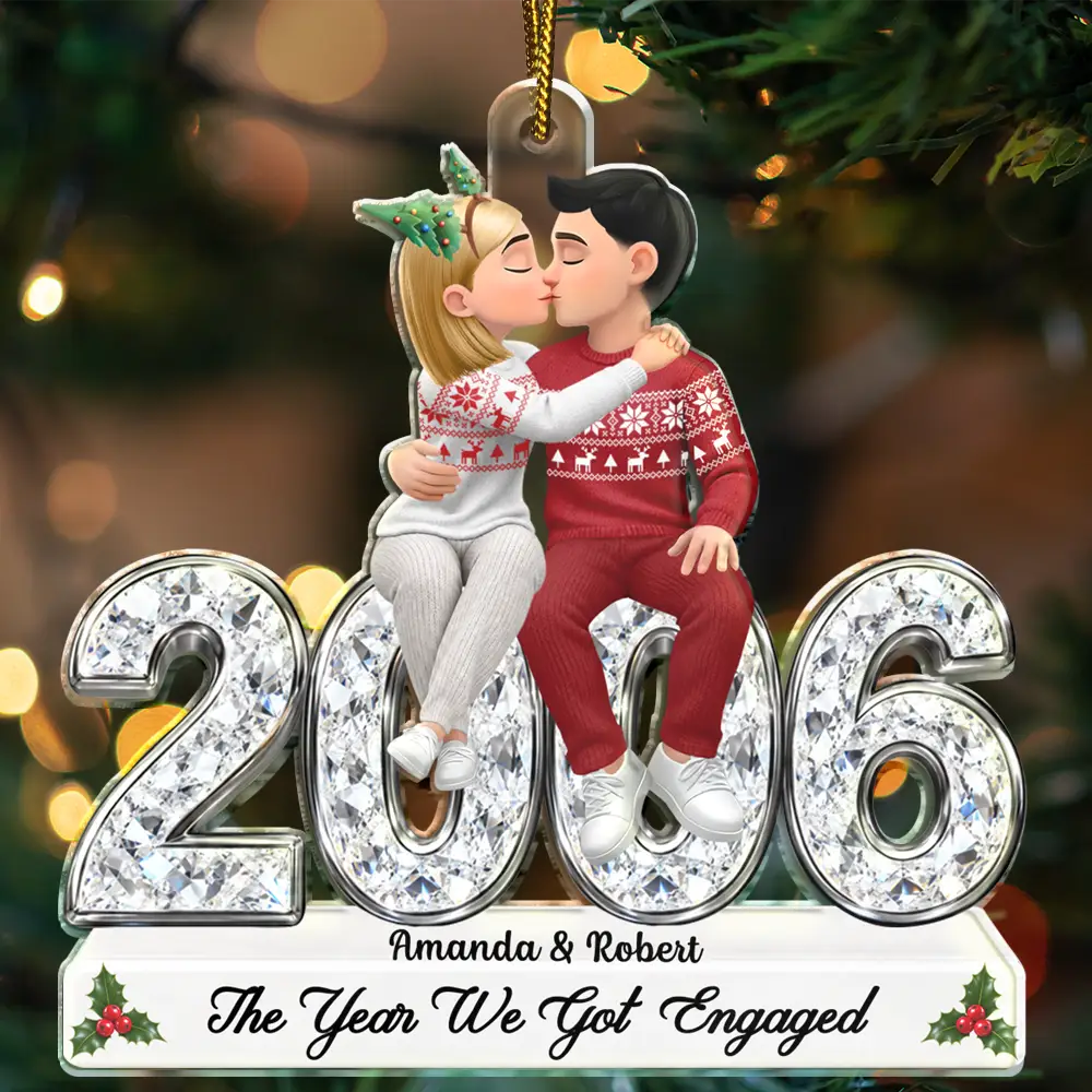 Anniversary,Christmas,Romantic,Gift For Couples,Vector - The Year I Found My Missing Piece Romantic Couple Anniversary - Personalized Custom Shaped Acrylic Ornament