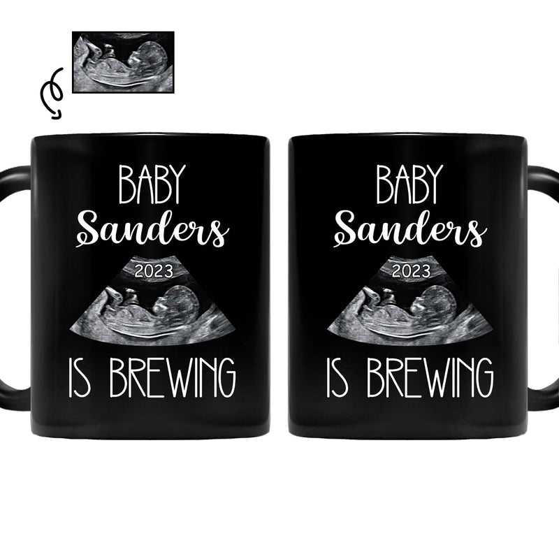 Custom Photo Baby Bump Is Brewing - Pregnancy Gift For Mom - Personalized Mug