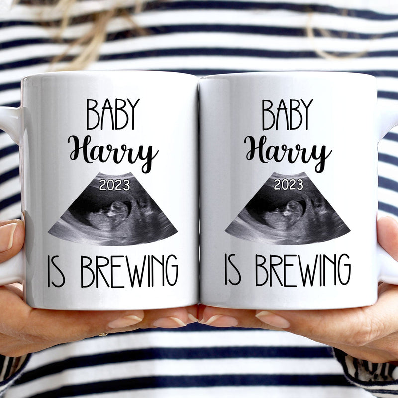 Custom Photo Baby Bump Is Brewing - Pregnancy Gift For Mom - Personalized Mug