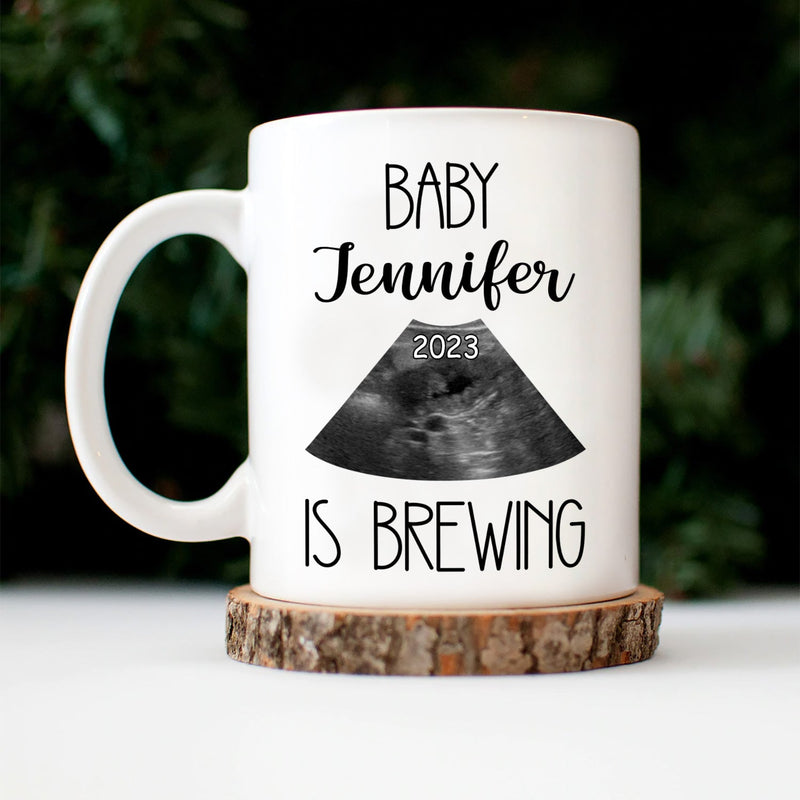 Custom Photo Baby Bump Is Brewing - Pregnancy Gift For Mom - Personalized Mug