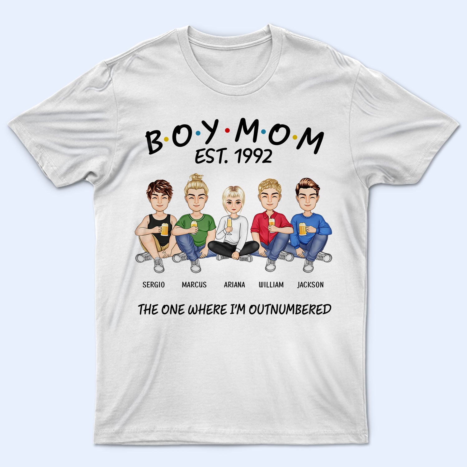 Boy Mom Adult Sons - Gift For Mother - Personalized T Shirt