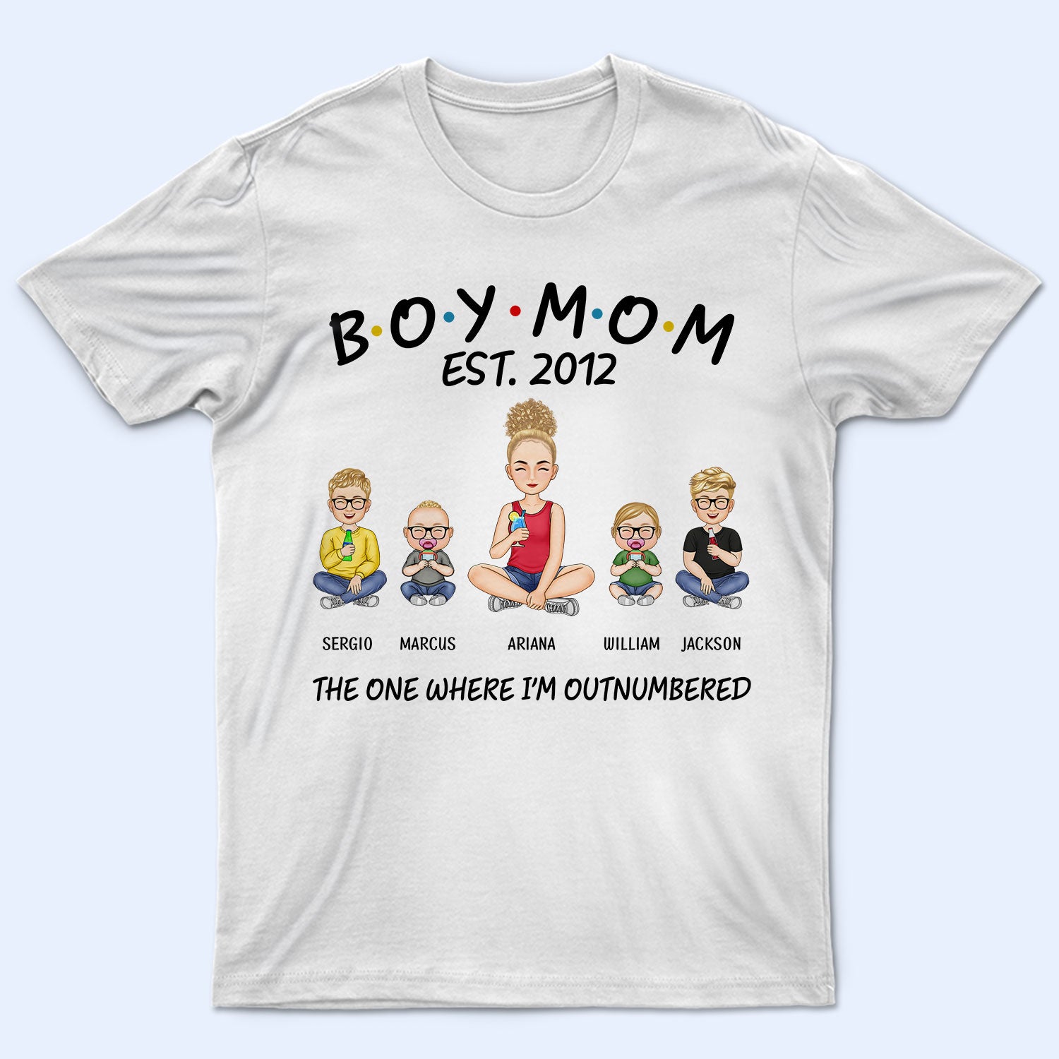 Boy Mom Young Sons - Gift For Mother - Personalized T Shirt