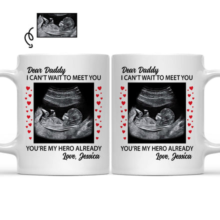 Custom Photo Baby Bump Can't Wait To Meet You - Pregnancy Gift - Personalized Mug