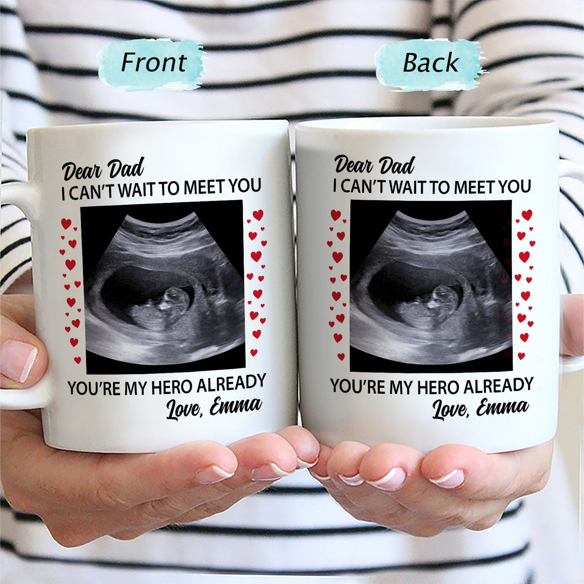 Custom Photo Baby Bump Can't Wait To Meet You - Pregnancy Gift - Personalized Mug