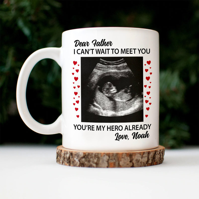 Custom Photo Baby Bump Can't Wait To Meet You - Pregnancy Gift - Personalized Mug