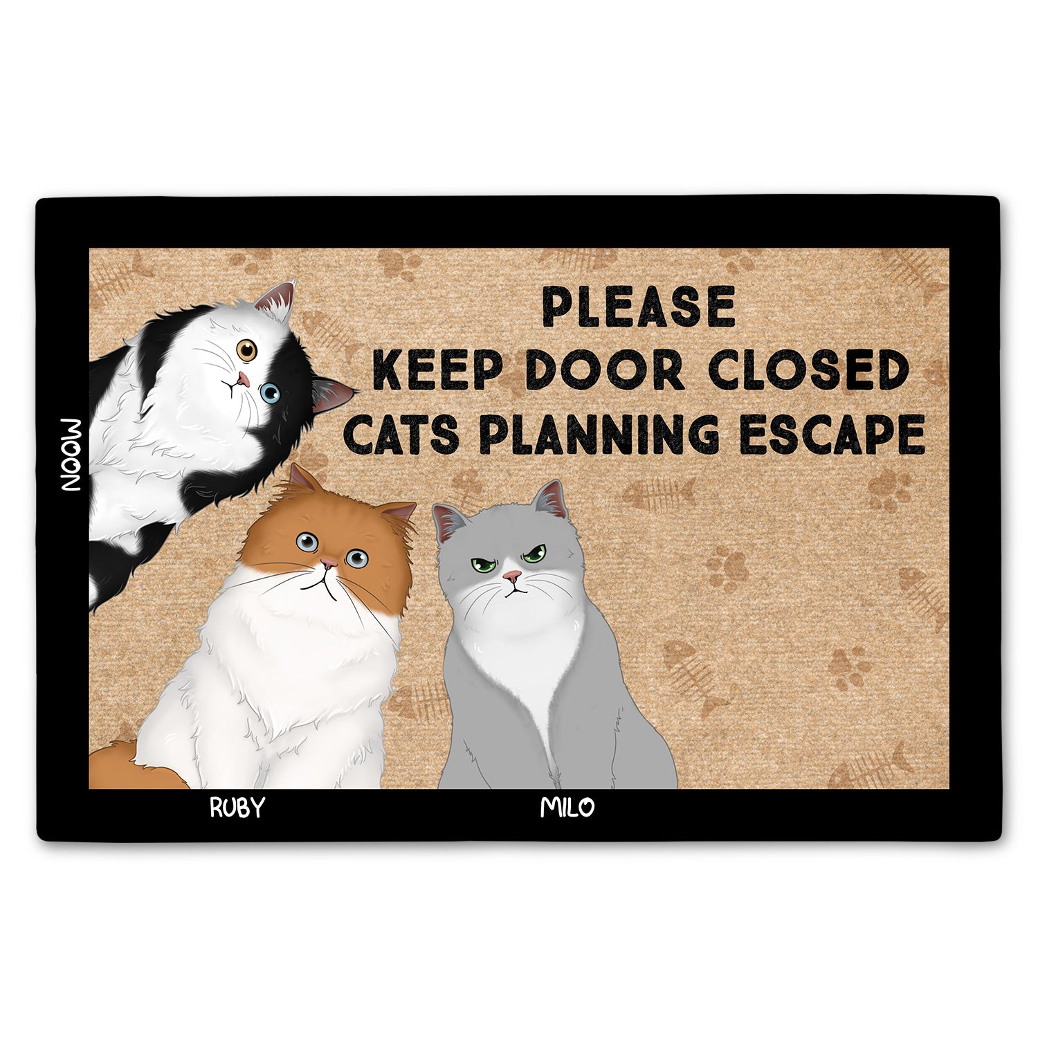 Semi Real Cats Planning Escape - Gift For Cat Lovers - Personalized Doormat