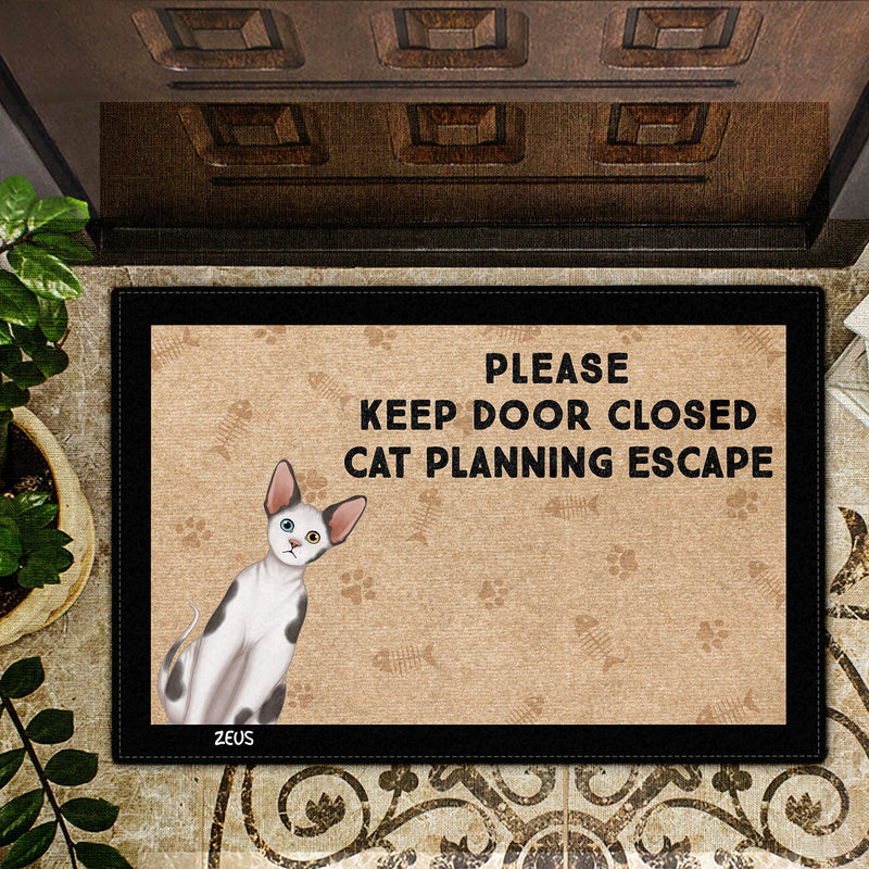 Semi Real Cats Planning Escape - Gift For Cat Lovers - Personalized Doormat