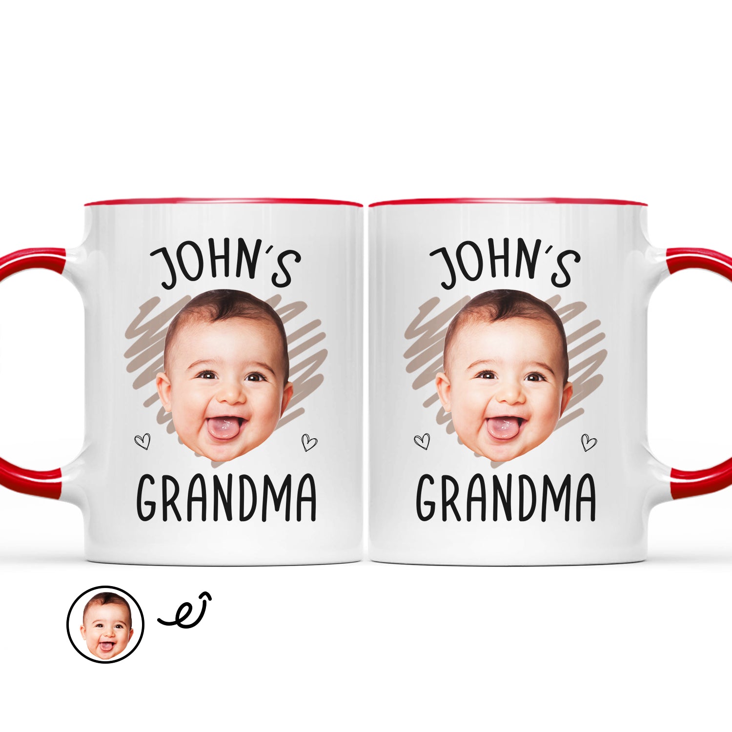 Custom Photo Baby's Grandma - Gift For Family, New Member - Personalized Accent Mug
