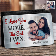 Carte portefeuille en aluminium personnalisée avec photo « Je t'aime encore plus » - Cadeau pour couple