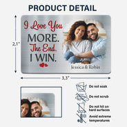 Carte portefeuille en aluminium personnalisée avec photo « Je t'aime encore plus » - Cadeau pour couple