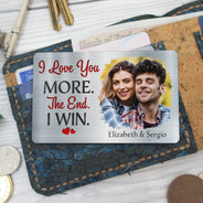 Carte portefeuille en aluminium personnalisée avec photo « Je t'aime encore plus » - Cadeau pour couple