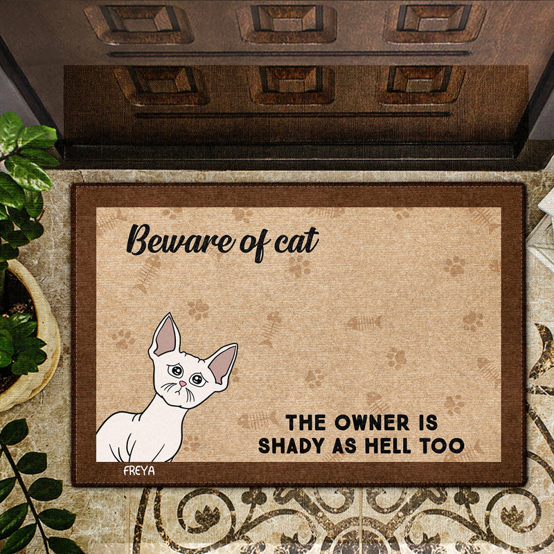 Attention aux chiens, les chats sont louches ! Cadeau pour les amoureux des animaux ! Paillasson personnalisé