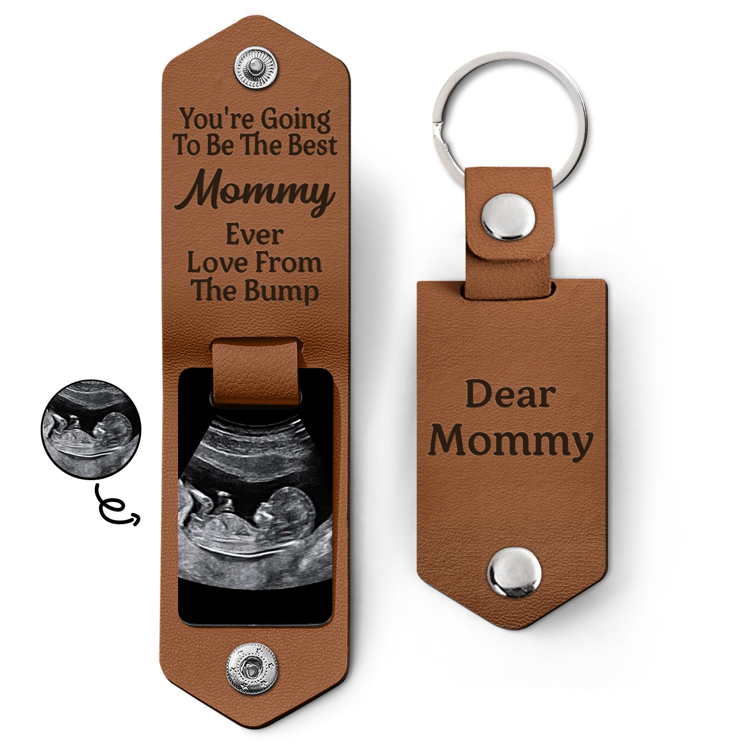 Custom Photo Going To Be The Best - Gift For Mom, Dad, New Parents - Personalized Leather Photo Keychain