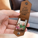 Custom Photo Only The Best Dad - Gift For Grandpa - Personalized Leather Photo Keychain