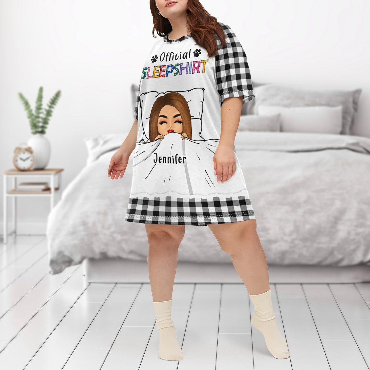 Chemise de nuit officielle - Cadeau pour femme - T-shirt de nuit personnalisé pour femme