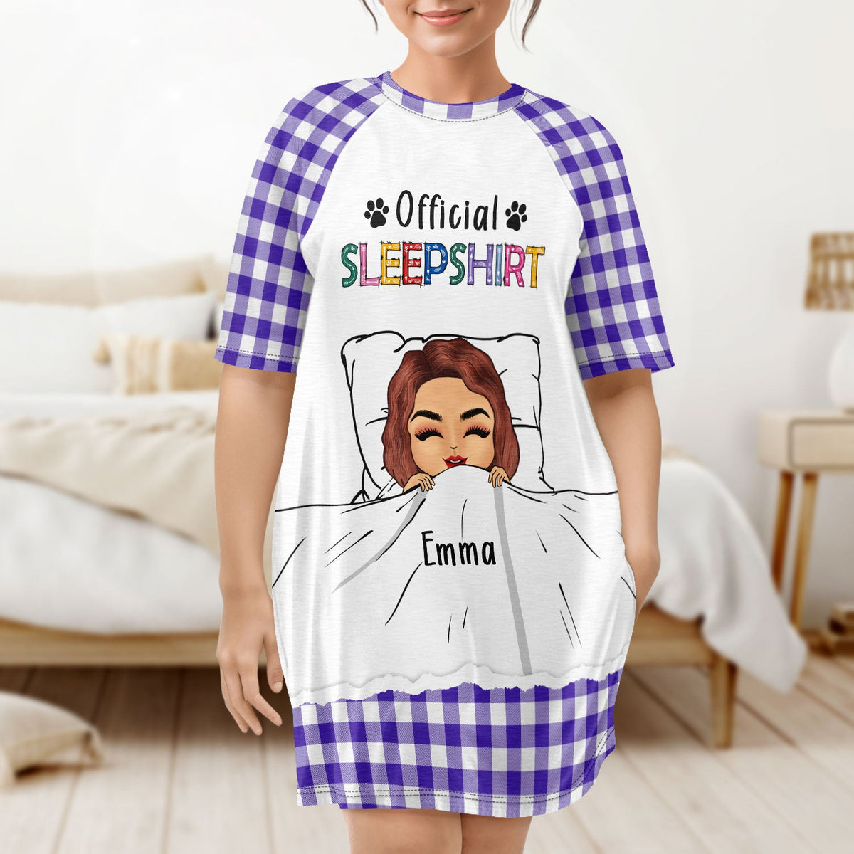 Chemise de nuit officielle - Cadeau pour femme - T-shirt de nuit personnalisé pour femme