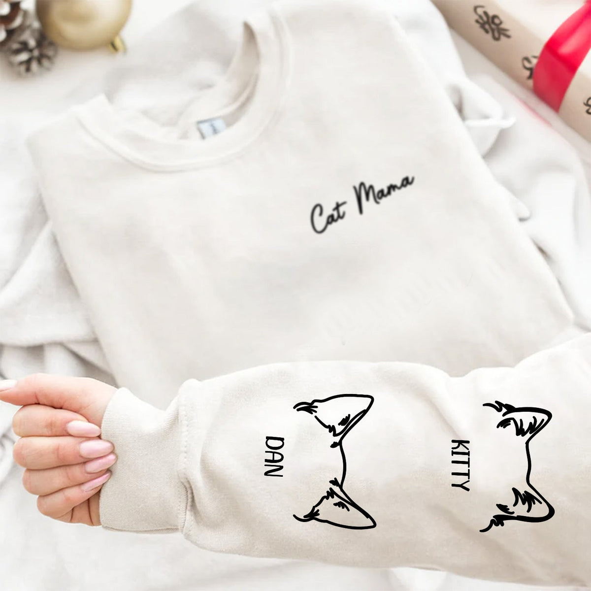 Dog Mama - Gift For Pet Lovers - Personalized Sweatshirt With Sleeve Imprint