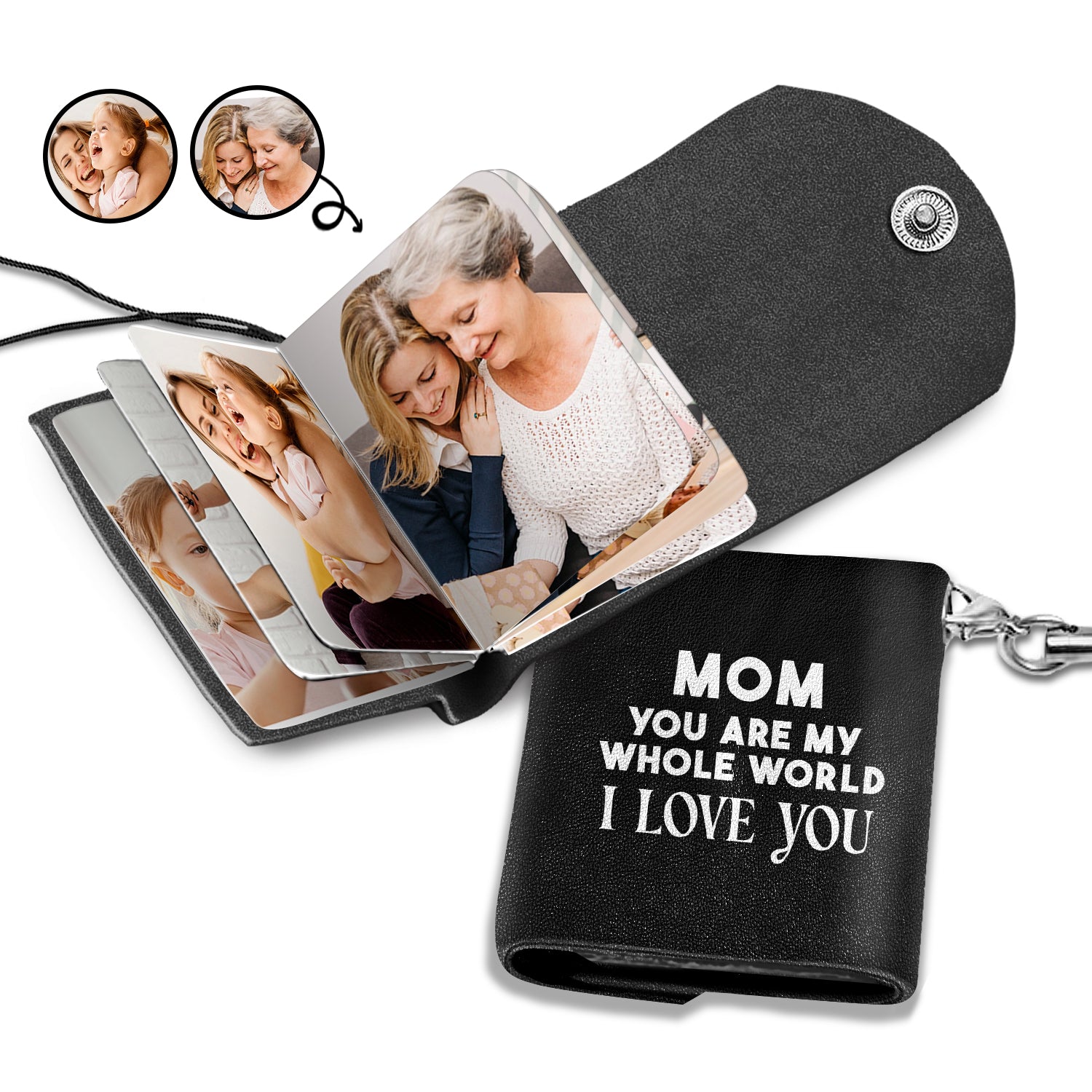 Custom Photo Mom I Love You - Gift For Mother - Personalized Mini Photo Album Keychain