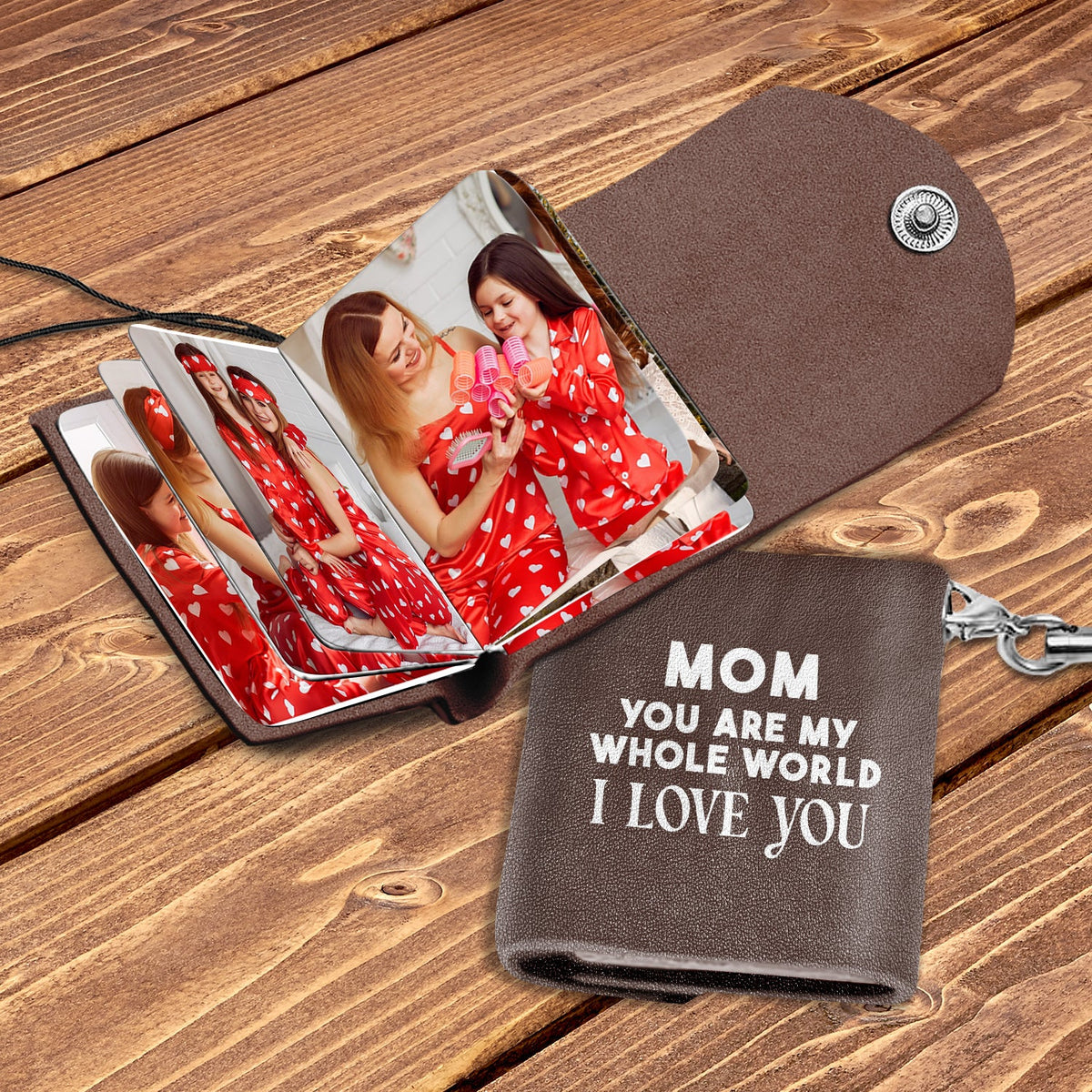 Custom Photo Mom I Love You - Gift For Mother - Personalized Mini Photo Album Keychain