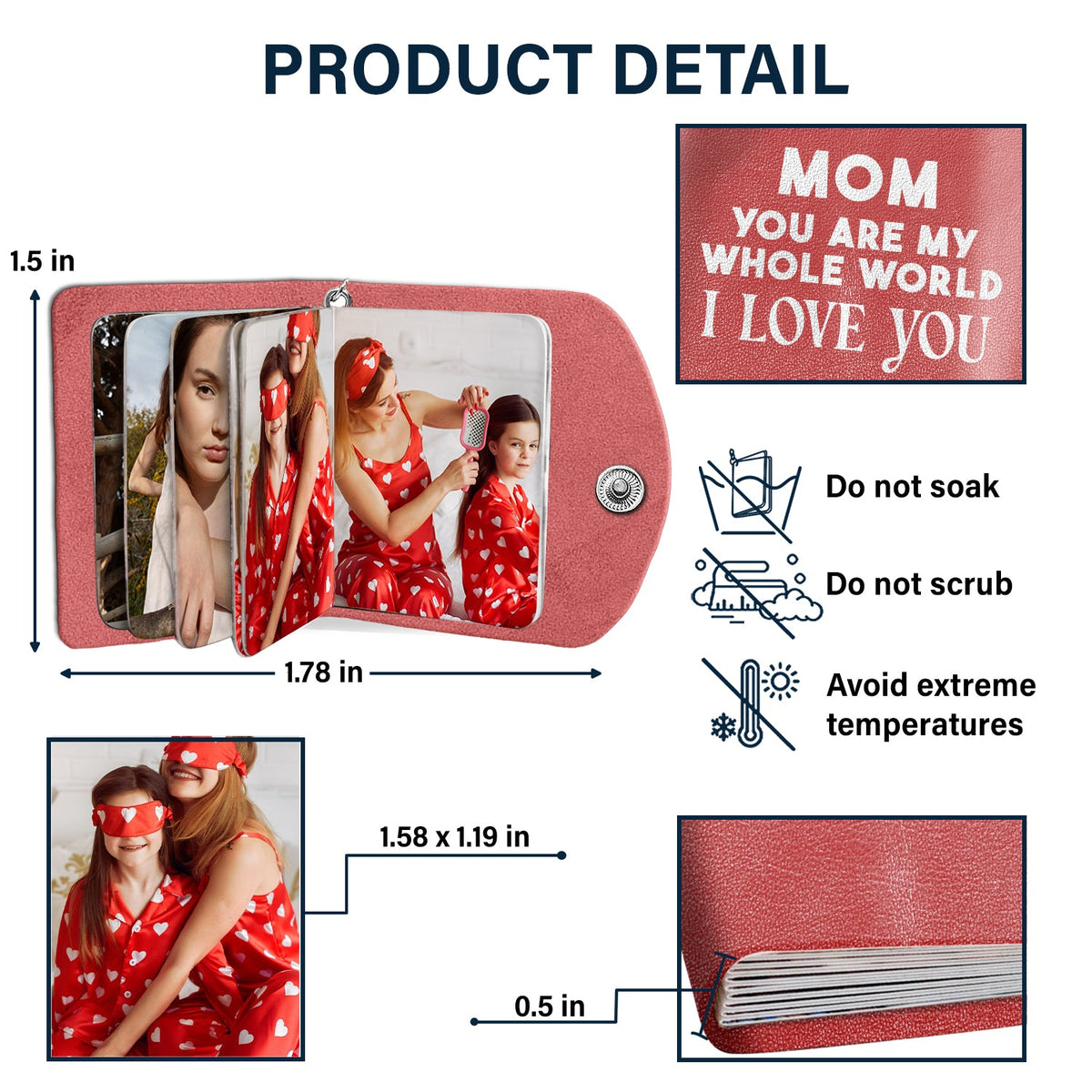 Custom Photo Mom I Love You - Gift For Mother - Personalized Mini Photo Album Keychain