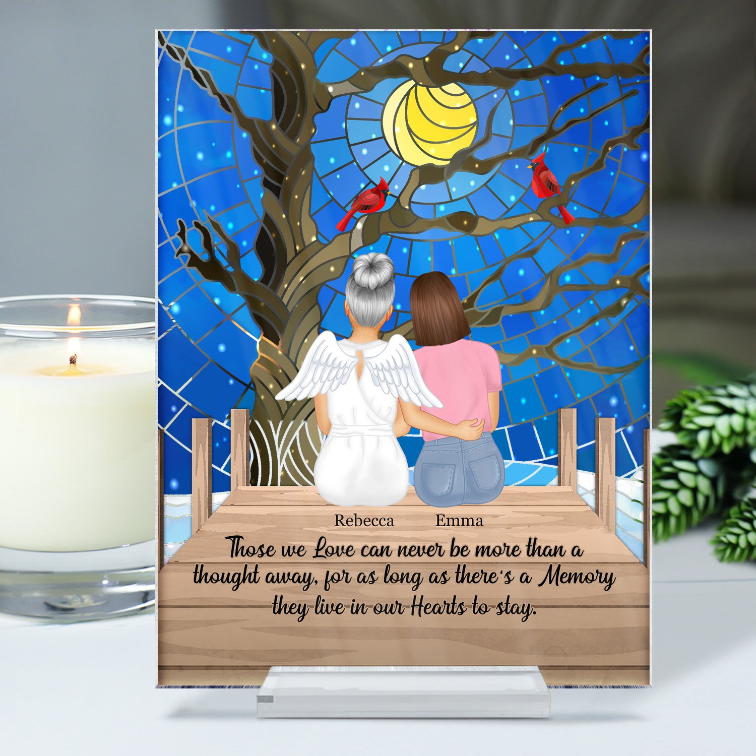Mother Son Daughter A Thought Away - Memorial Gift - Personalized Vertical Rectangle Acrylic Plaque