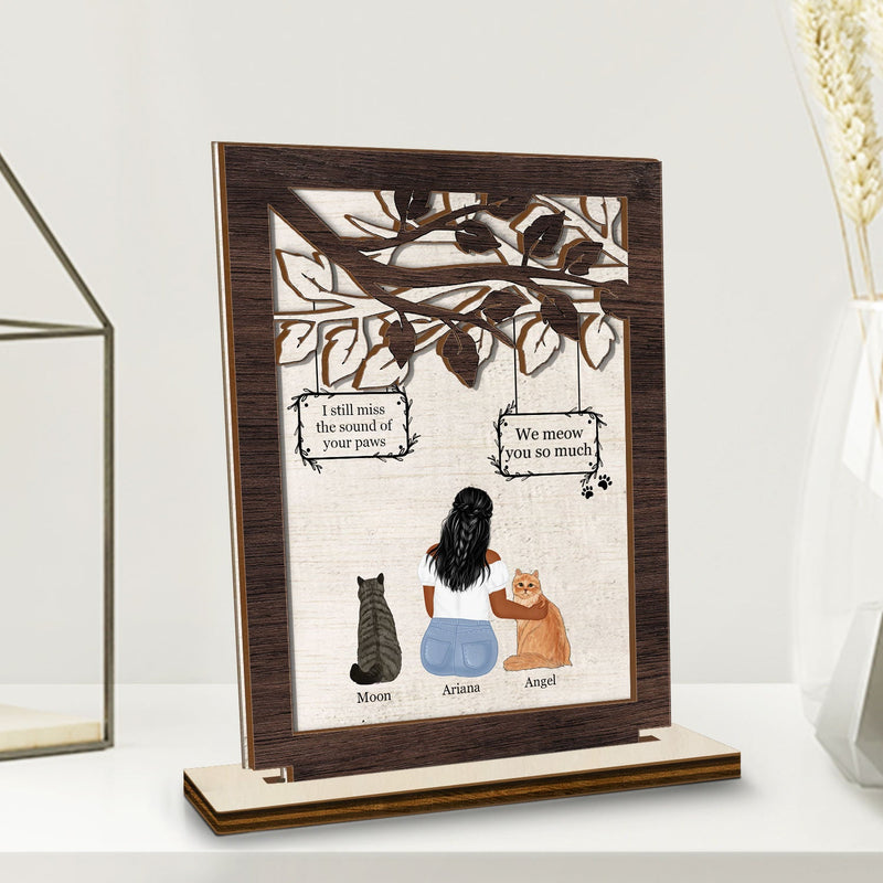 I Miss You I Know - Memorial Gift For Cat Lovers, Cat Mom, Cat Dad - Personalized Custom Shaped 2-Layered Wooden Plaque