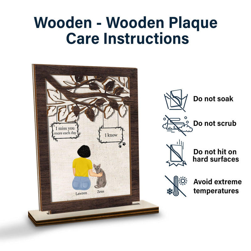 I Miss You I Know - Memorial Gift For Cat Lovers, Cat Mom, Cat Dad - Personalized Custom Shaped 2-Layered Wooden Plaque