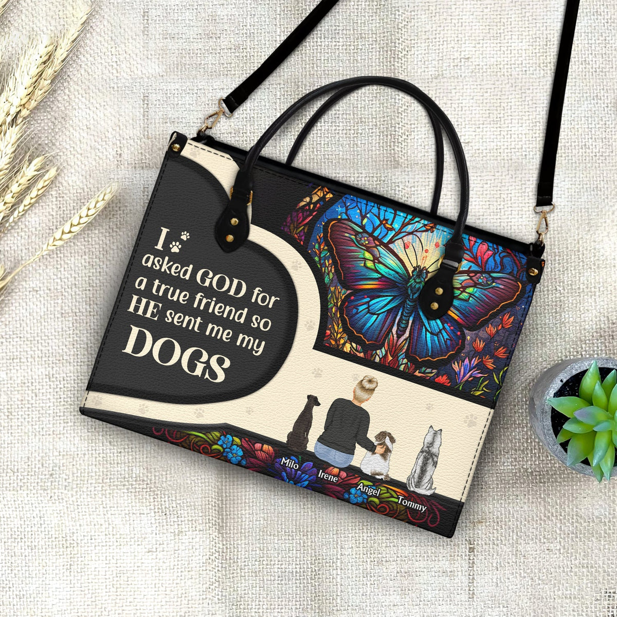 Asked God For A True Friend - Gift For Dog Mom - Personalized Leather Bag