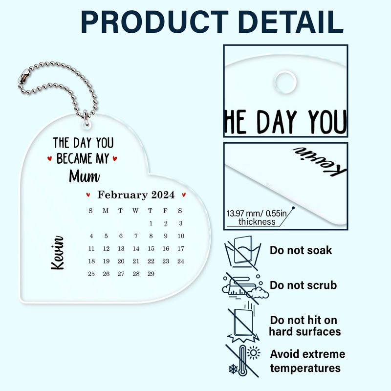 Calendar The Day You Became My Daddy Mommy - Gift For Mother, Father - Personalized Acrylic Car Hanger