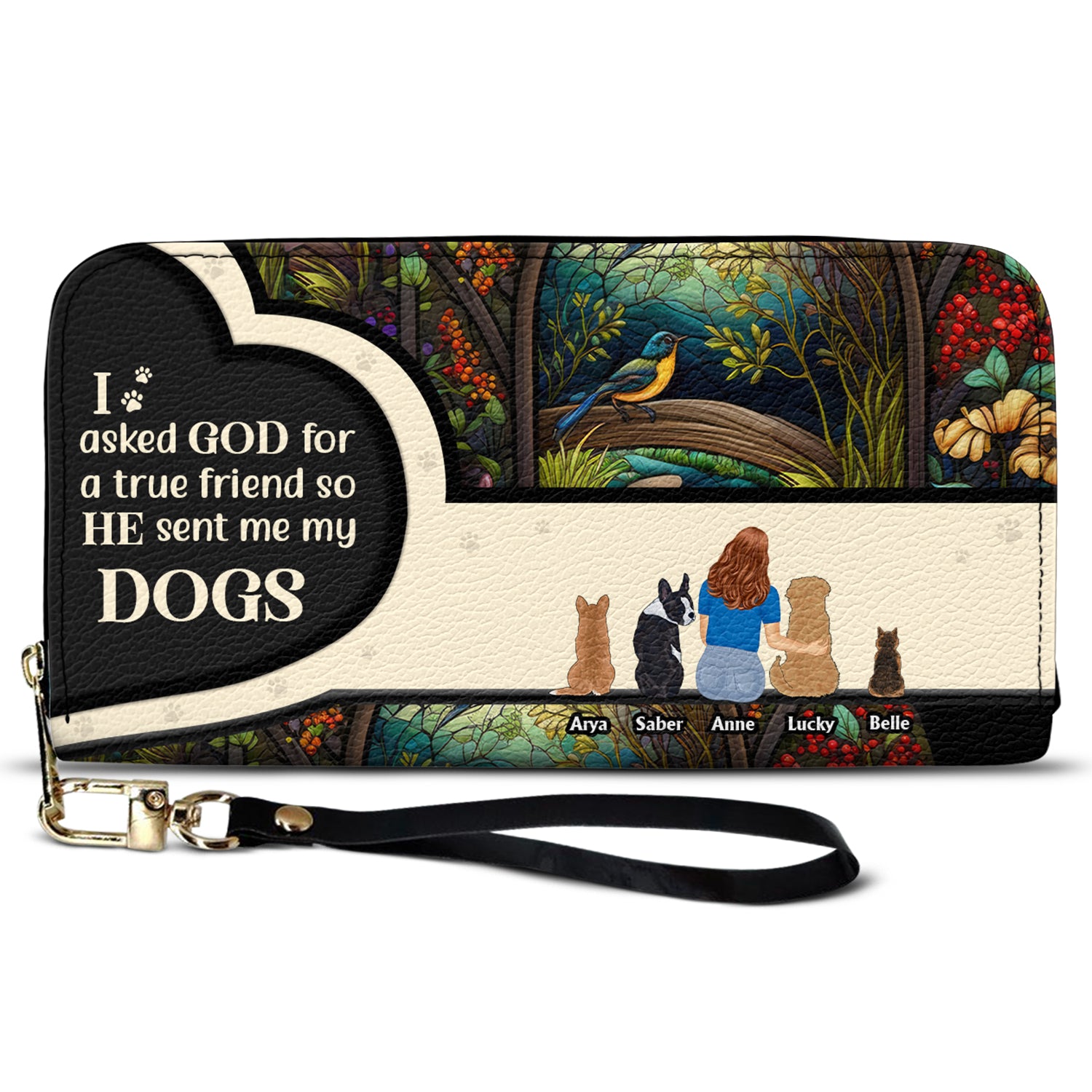 Asked God For A True Friend - Gift For Dog Mom - Personalized Leather Long Wallet