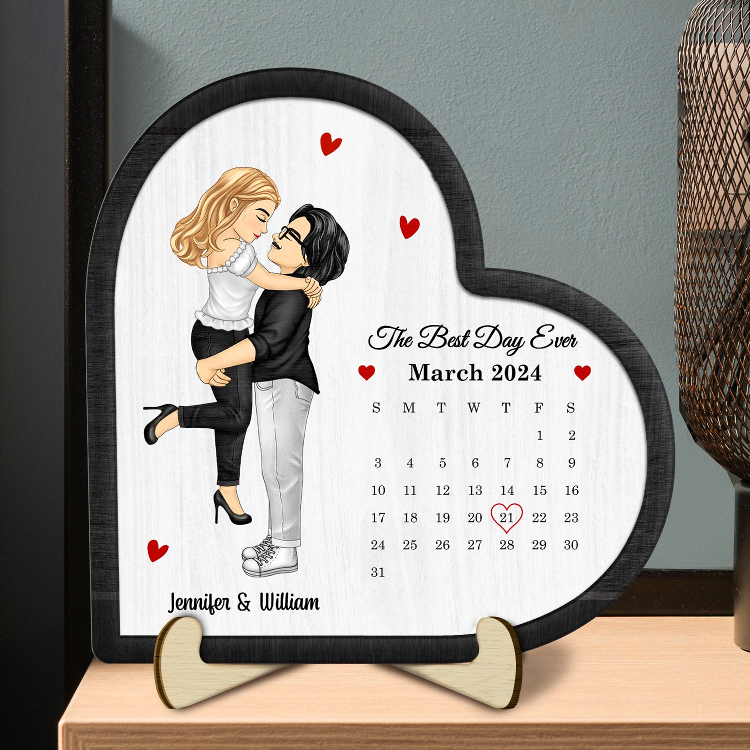 Calendar The Best Day Ever - Gift For Couples - Personalized 2-Layered Wooden Plaque