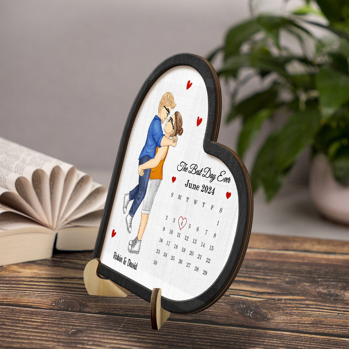 Calendar The Best Day Ever - Gift For Couples - Personalized 2-Layered Wooden Plaque