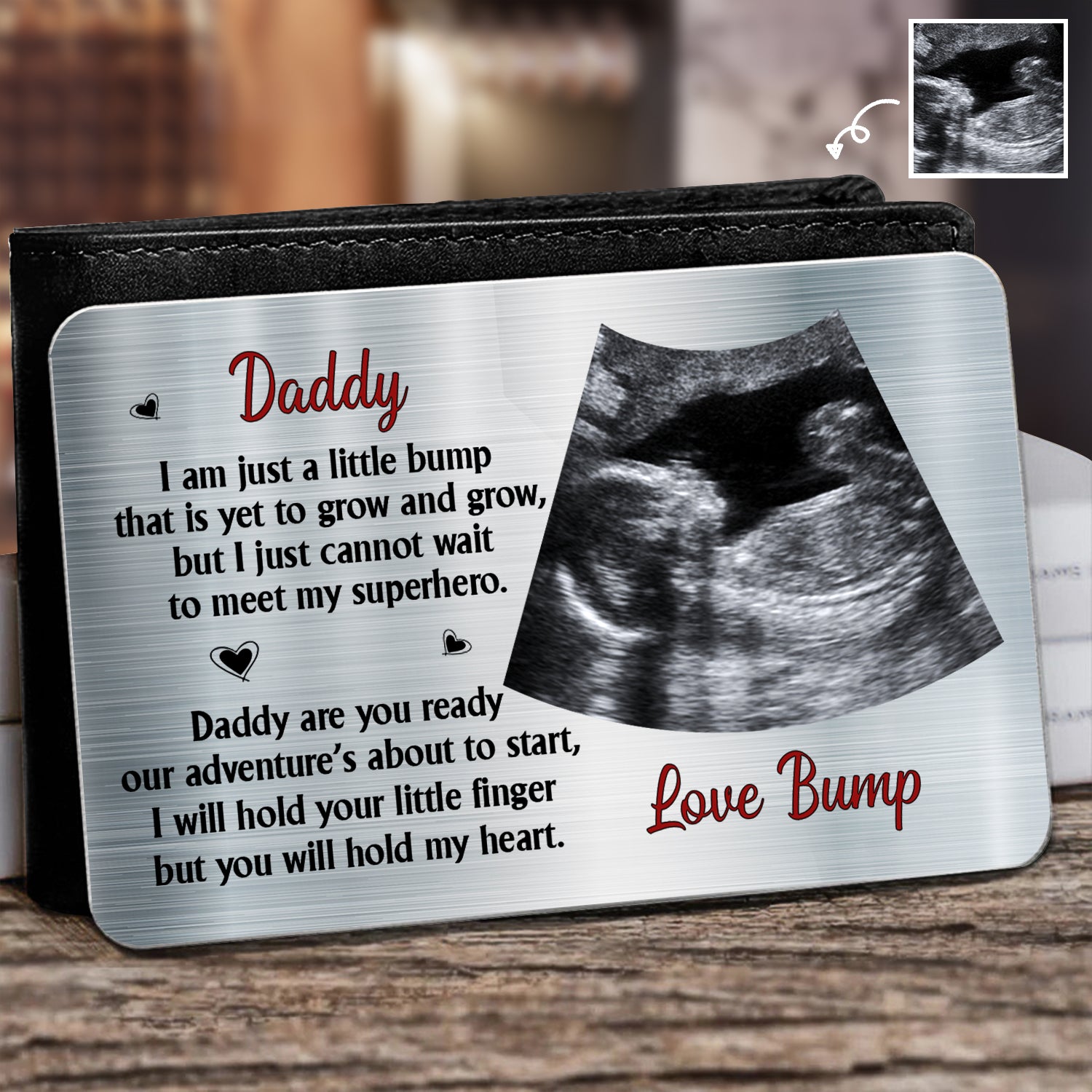 Custom Photo I Am Just A Little Bump - Gift For Father - Personalized Aluminum Wallet Card