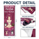 Serviette de yoga personnalisée avec boisson et vin pour chats