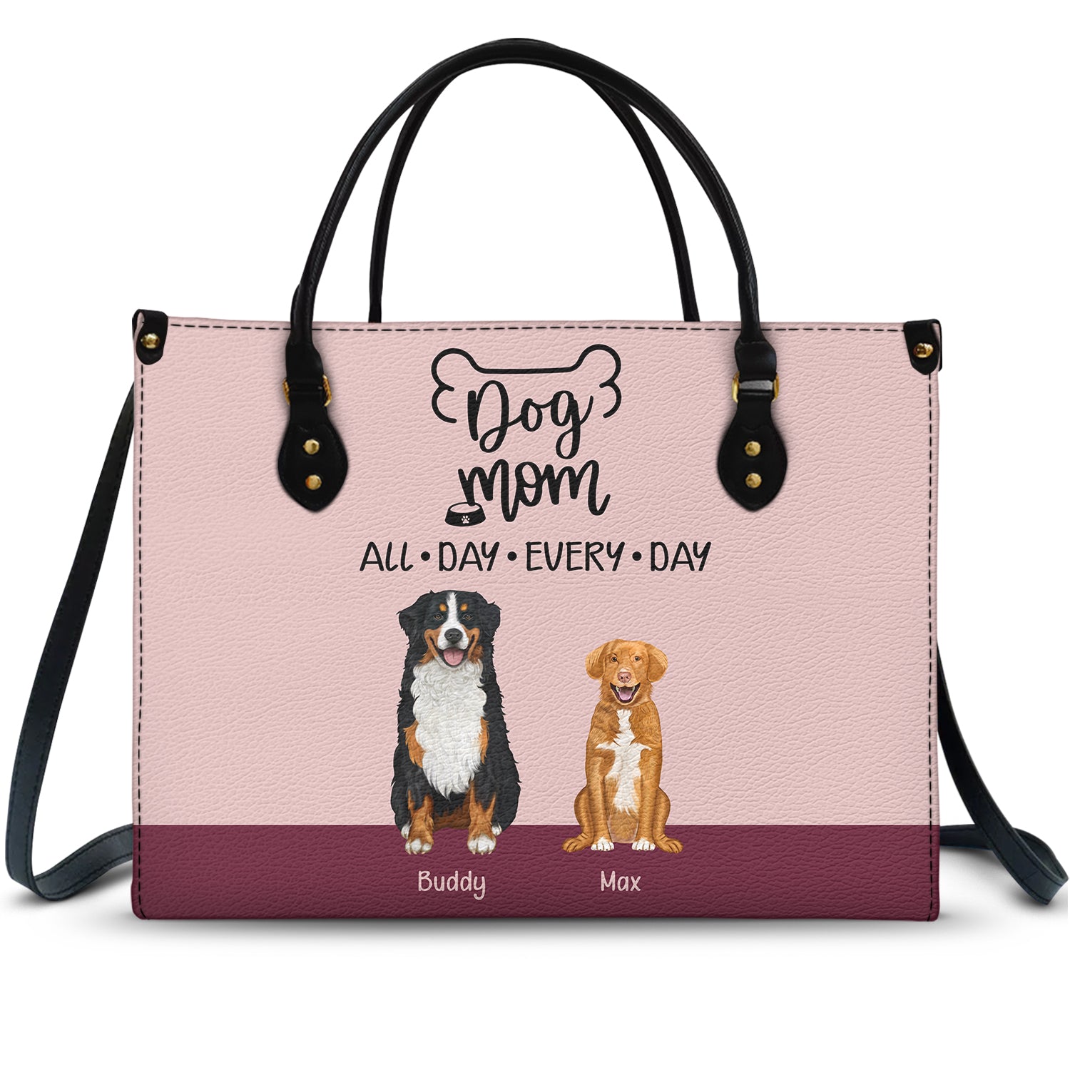 All Day Every Day - Gift For Dog Mom - Personalized Leather Bag