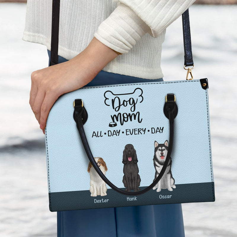 All Day Every Day - Gift For Dog Mom - Personalized Leather Bag