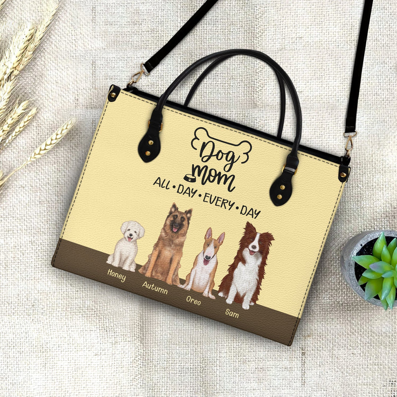 All Day Every Day - Gift For Dog Mom - Personalized Leather Bag